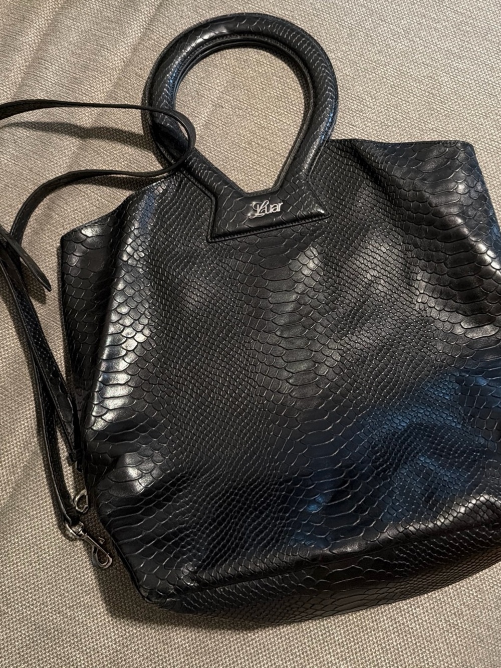 LUAR Brooke Tote in snakeskin embossed leather